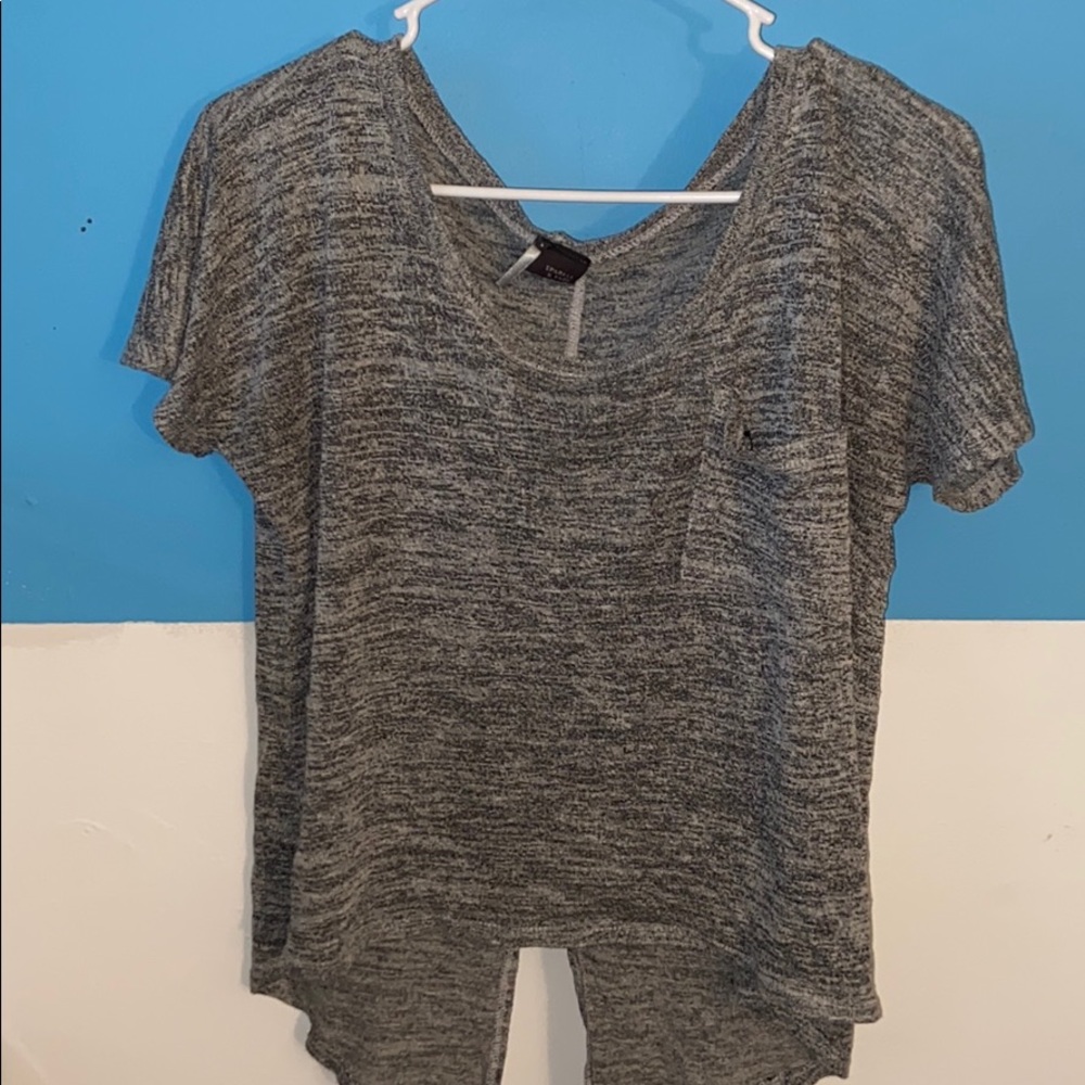 Cut Gray Shirt | One Pocket | Simple & Trendy